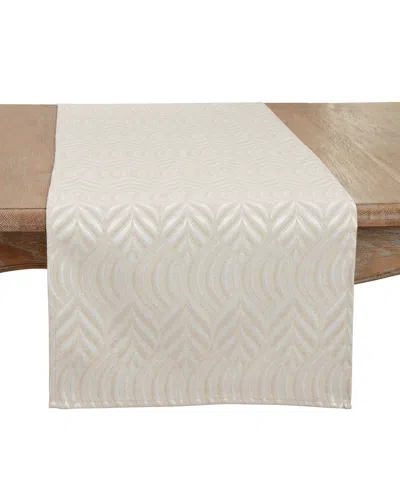 Saro Lifestyle Exquisite Jacquard Design Table Runner, 16"x90" In White