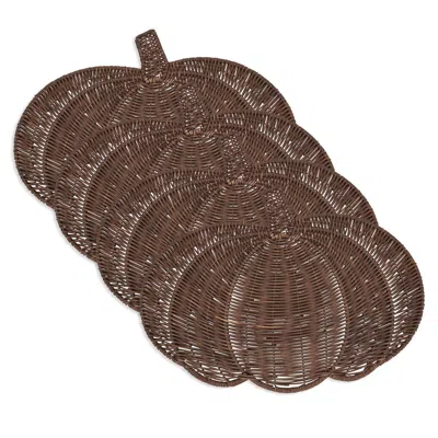 Saro Lifestyle Fall Harvest Rattan Pumpkin Placemat - Set Of 4 In Brown