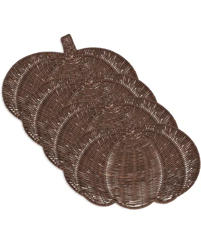 Saro Lifestyle Fall Harvest Rattan Pumpkin Placemats, 13" X 17" In Brown
