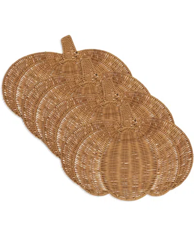 Saro Lifestyle Fall Harvest Rattan Pumpkin Placemats, 13" X 17" In Caramel