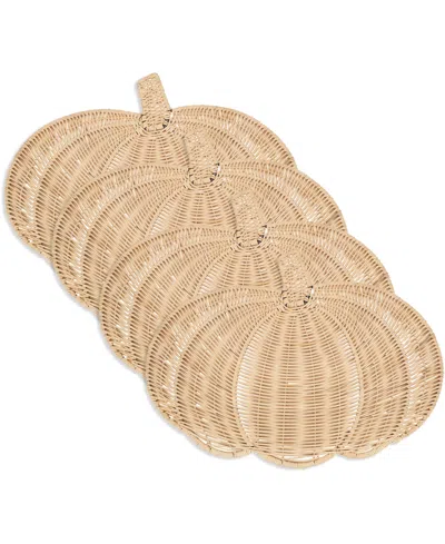 Saro Lifestyle Fall Harvest Rattan Pumpkin Placemats, 13" X 17" In Natural