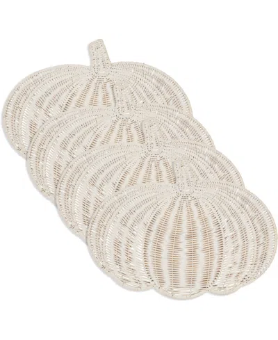 Saro Lifestyle Fall Harvest Rattan Pumpkin Placemats, 13" X 17" In White
