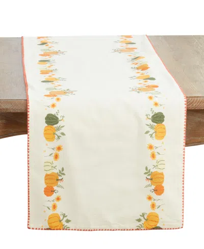 Saro Lifestyle Fall Pumpkins Table Runner, 16" X 72" In Orange