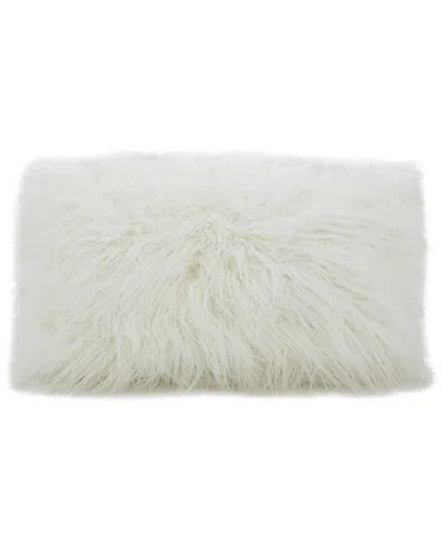 Saro Lifestyle Faux Mongolian Fur Pillow In White