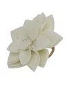 Saro Lifestyle Felt Blossom Napkin Ring Set Of 4,set In Ivory