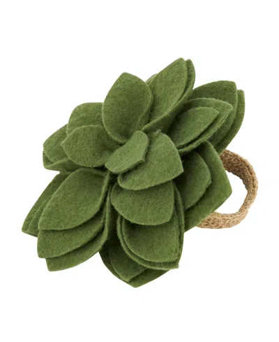 Saro Lifestyle Felt Blossom Napkin Ring Set Of 4,set In Kiwi