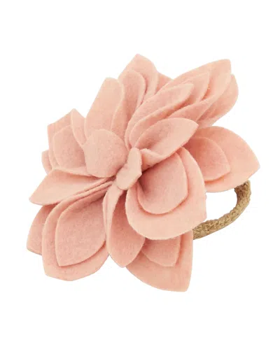 Saro Lifestyle Felt Blossom Napkin Ring Set Of 4,set In Red
