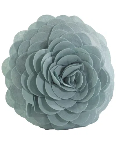 Saro Lifestyle Felt Flower Decorative Pillow In Blue