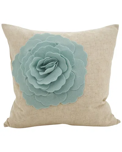 Saro Lifestyle Felt Flower Pillow In Blue