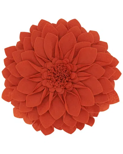Saro Lifestyle Felt Flower Pillow In Orange
