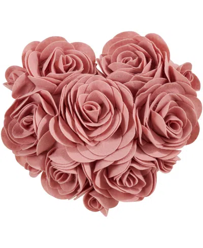 Saro Lifestyle Felt Heart Design Decorative Pillow, 13" X 13" In Pink
