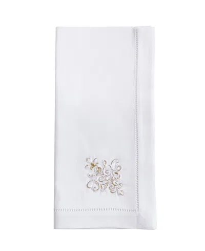 Saro Lifestyle Festive Holiday Ornament Embroidered Napkin Set Of 6, 20"x20" In Gold