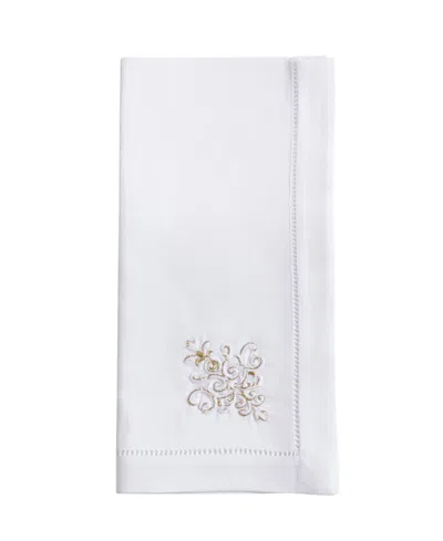 Saro Lifestyle Festive Holiday Ornament Embroidered Napkin Set Of 6, 20"x20" In White