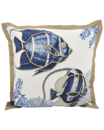 Saro Lifestyle Fish Down-filled Pillow In Navy
