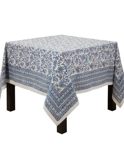 Saro Lifestyle Floral Cotton Tablecloth, 70" X 70" In Gray