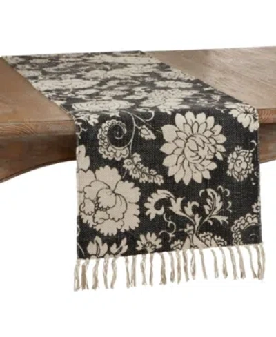 Saro Lifestyle Floral Runner In Black