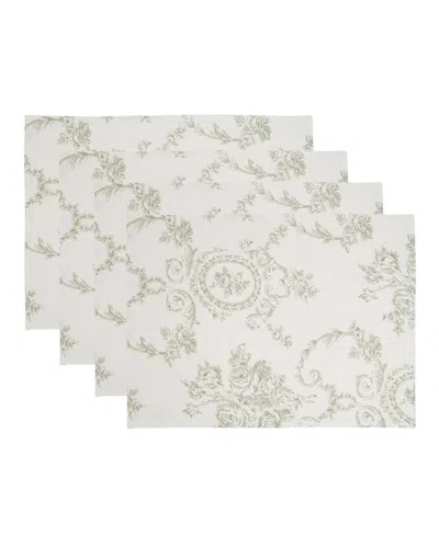 Saro Lifestyle Floral Toile Linen Blend Placemats, Set Of 4 In Green