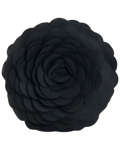 Saro Lifestyle Flower Pillow In Black