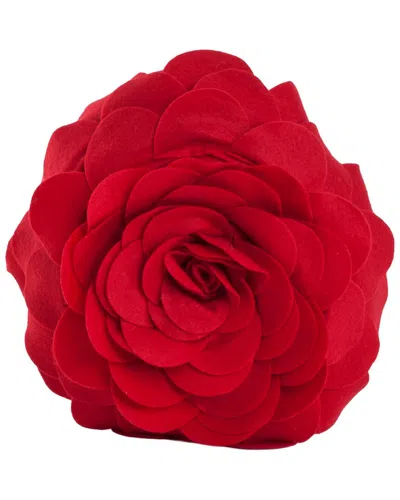 Saro Lifestyle Flower Pillow In Red