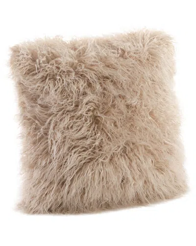 Saro Lifestyle Fluffy Mongolian Pillow In Ivory