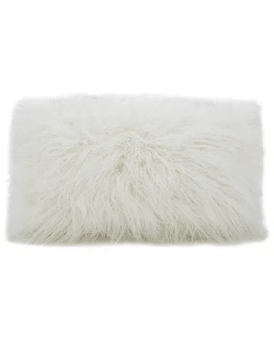 Saro Lifestyle Fluffy Mongolian Pillow In Ivory