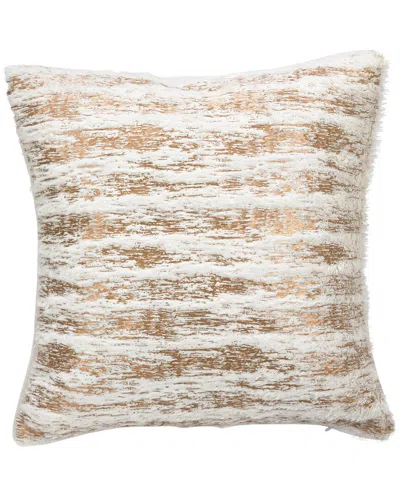 Saro Lifestyle Foil Print Faux Fur Pillow In Yellow