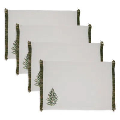 Saro Lifestyle Forest Of Cheer Placemats - Set Of 4 In Off White In Gray