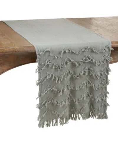 Saro Lifestyle Fringe Chevron Runner In Gray