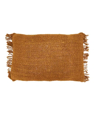 SARO LIFESTYLE FRINGE DOWN FILLED DECORATIVE PILLOW, 16" X 24"