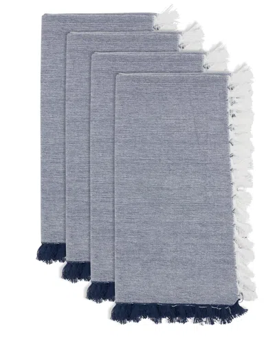 Saro Lifestyle Fringe Edge Cotton Napkins, Set Of 4 In Blue