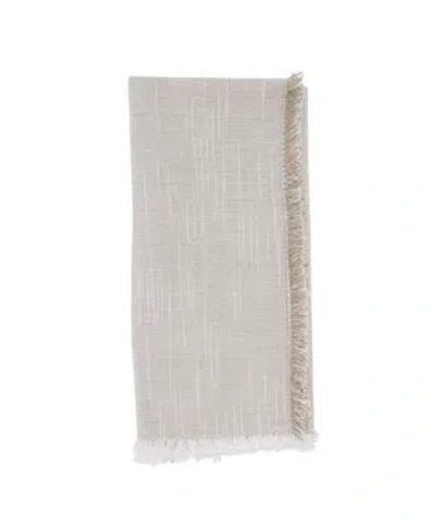 Saro Lifestyle Fringe Napkins With Two-tone Design, Set Of 4, 20" X 20" In Open White