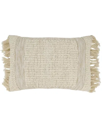Saro Lifestyle Fringe Outdoor Down-filled Pillow In Neutral