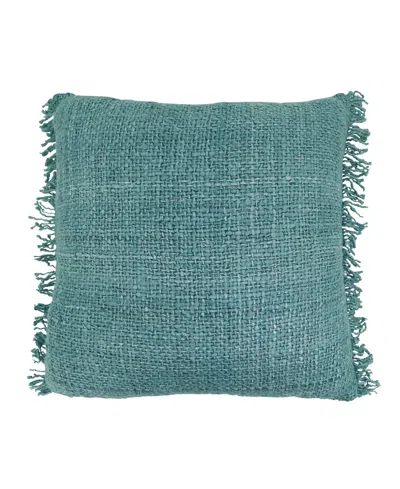 Saro Lifestyle Fringe Down Filled Decorative Pillow, 20" X 20" In Blue