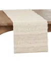 Saro Lifestyle Fringe Stripe Design Table Runner, 16"x90" In Ivory