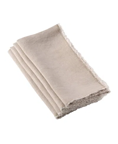 Saro Lifestyle Fringe Table Napkins, Set Of 4 In Neutral