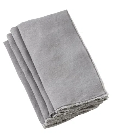 Saro Lifestyle Fringe Table Napkins, Set Of 4 In Gray
