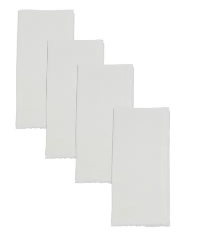 Saro Lifestyle Fringe Table Napkins, Set Of 4 In White