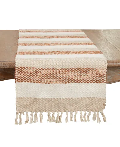 Saro Lifestyle Fringed Classic Stripe Table Runner, 16"x72" In Natural