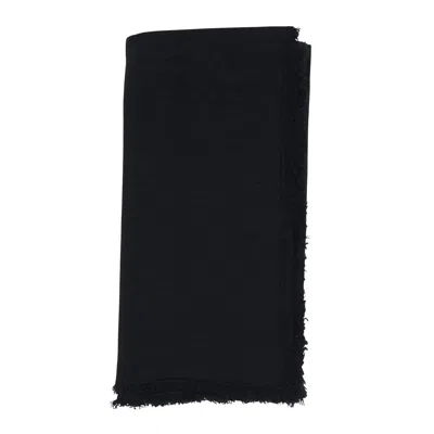 Saro Lifestyle Fringed Design Stone Washed Napkins - Set Of 4 In Black