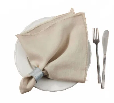 Saro Lifestyle Fringed Design Washed 20" Napkins - Set Of 4 In Natural In Neutral