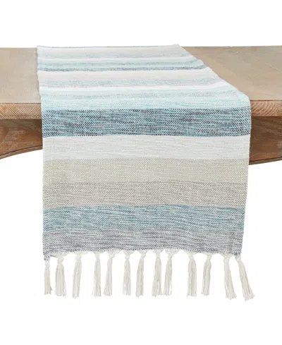 Saro Lifestyle Fringed Stripe Table Runner, 16" X 120"