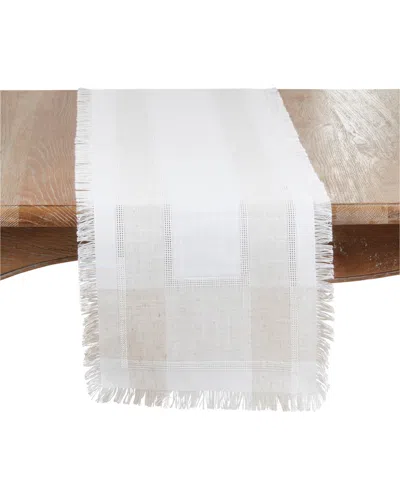 Saro Lifestyle Fringed Table Runner, 16" X 54" In White