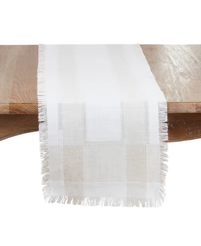 Saro Lifestyle Fringed Table Runner, 16" X 72" In White