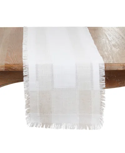Saro Lifestyle Fringed Table Runner 16" X 90" In White