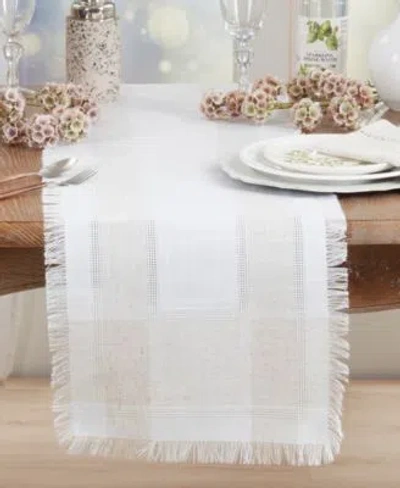 Saro Lifestyle Fringed Table Runner In White