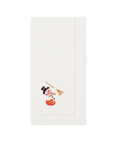 Saro Lifestyle Frosty Embroidered Snowman Napkin Set Of 6, 20"x20" In White