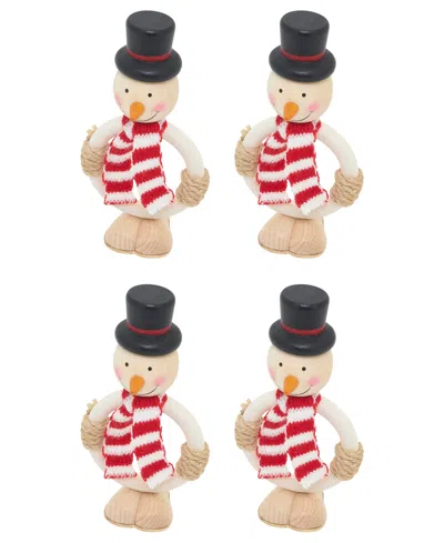 Saro Lifestyle Frosty Smiles Snowman Napkin Ring, Set Of 4 In Multi