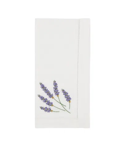 Saro Lifestyle Garden Bliss Embroidered Lavender Napkin Set Of 6, 20"x20" In White