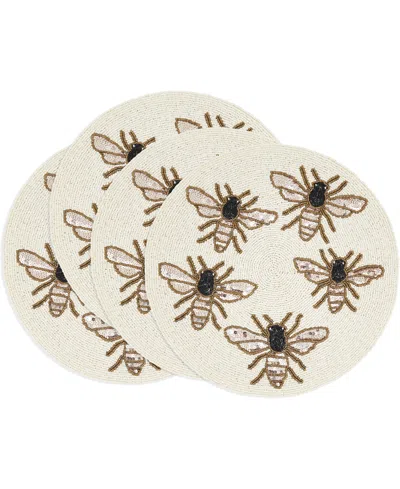 Saro Lifestyle Garden Buzz Beaded Placemats, 15" Round In Gold