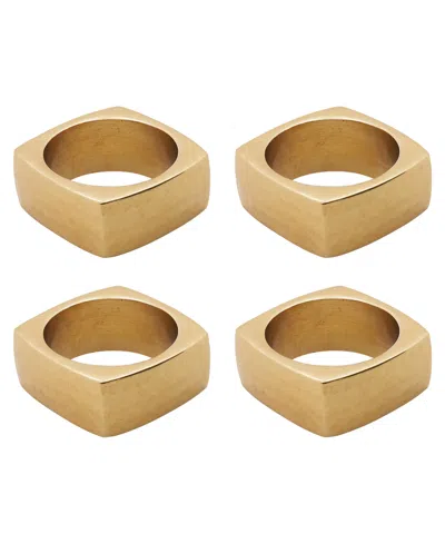 Saro Lifestyle Geometric Aluminum Napkin Rings, Set Of 4 In Gold